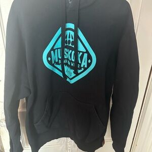 Muskoka Bear Wear Black Hoodie with Blue Logo